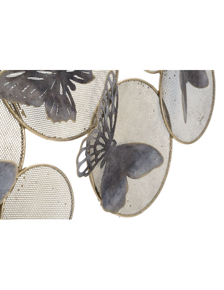 Décoration murale bohème chic Papillons 66x38 Métal Noir Doré Butterfly 