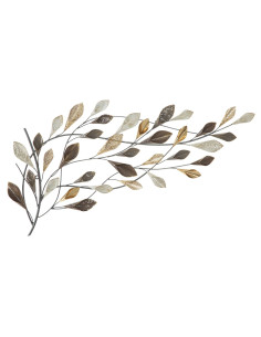 Grande Décoration murale design Feuillage Métal Beige Doré Marron Ramo 115 cm 