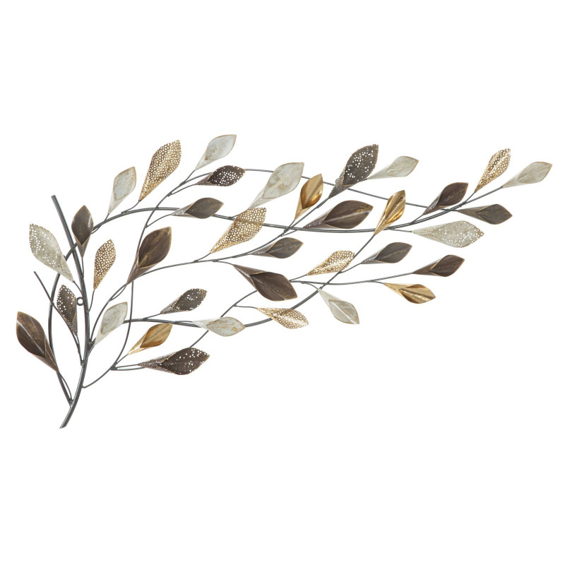 Grande Décoration murale design Feuillage Métal Beige Doré Marron Ramo 115 cm 
