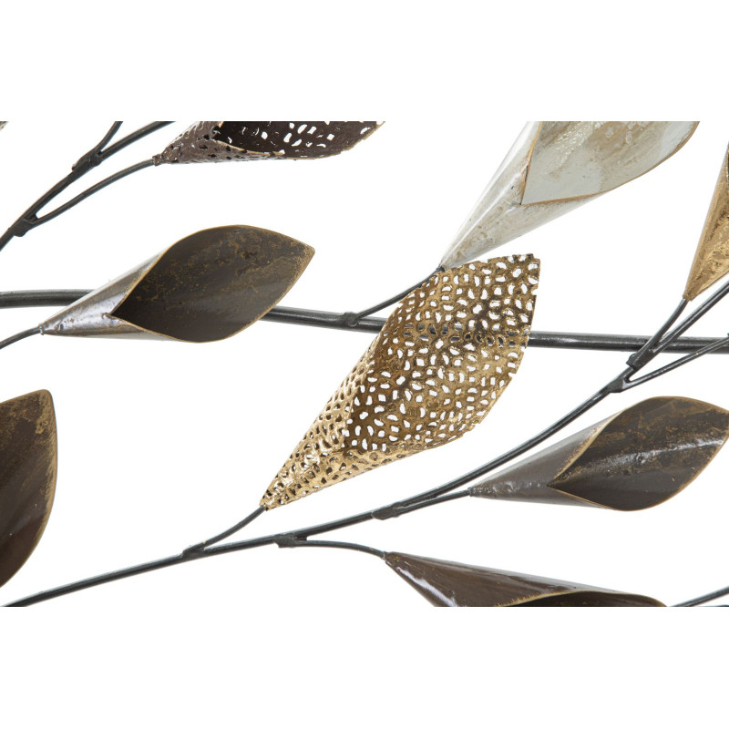 Grande Décoration murale design Feuillage Métal Beige Doré Marron Ramo 115 cm 