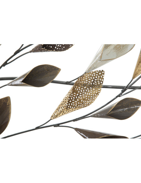 Grande Décoration murale design Feuillage Métal Beige Doré Marron Ramo 115 cm 