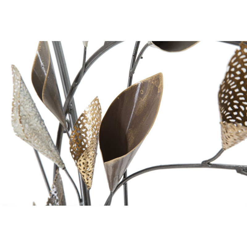 Grande Décoration murale design Feuillage Métal Beige Doré Marron Ramo 115 cm 