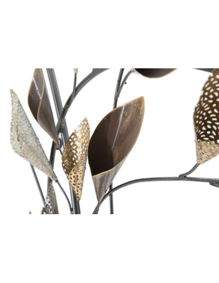 Grande Décoration murale design Feuillage Métal Beige Doré Marron Ramo 115 cm 