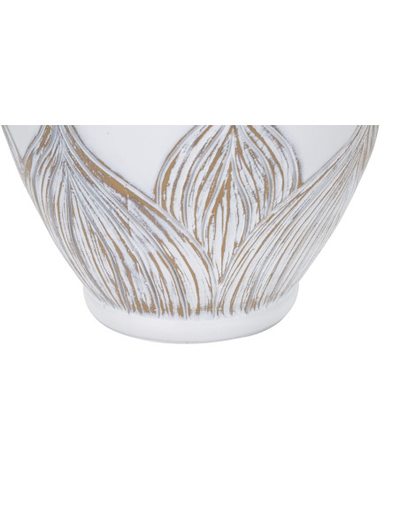 Grande Lampe à poser design art déco Résine Blanc Marron clair Tissu Beige Atene H 67 cm 