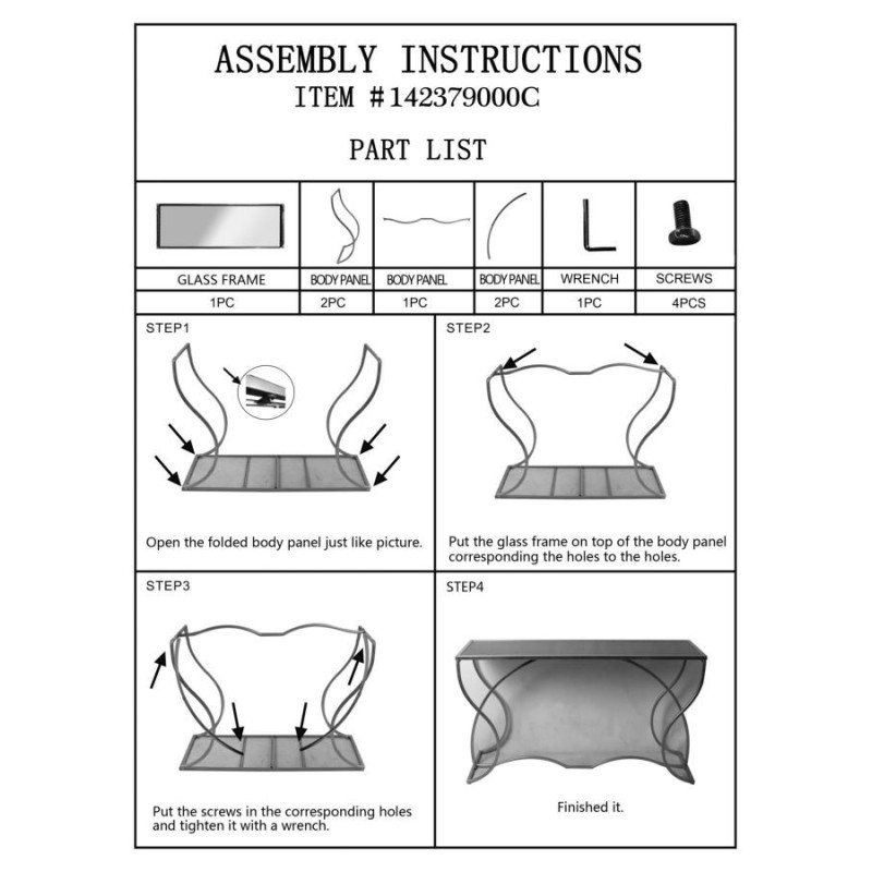 Console design originale Rectangulaire en Métal Doré Verre Sunshine 