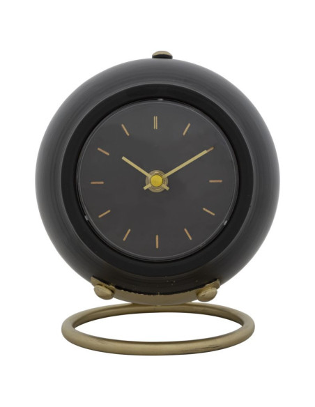 Horloge à poser design rétro Ronde Métal Noir Doré Ball 