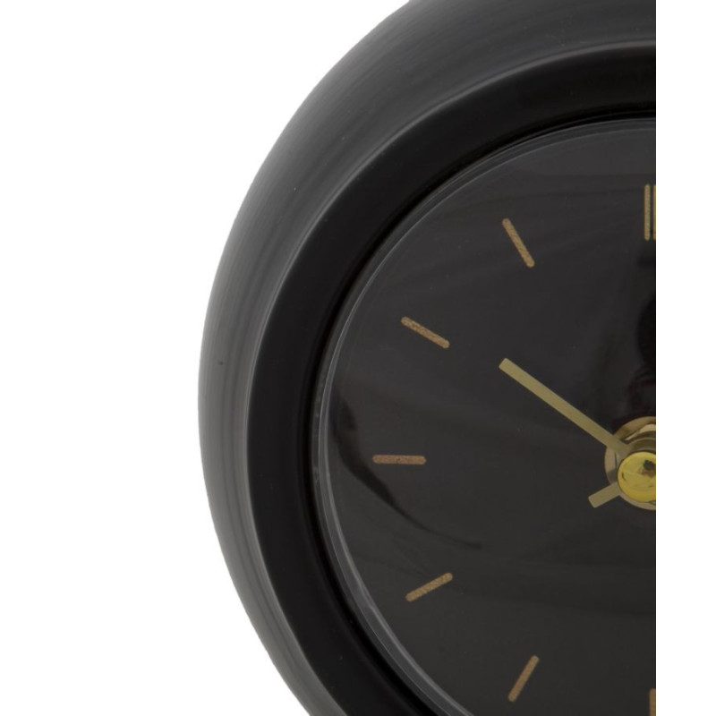 Horloge à poser design rétro Ronde Métal Noir Doré Ball 