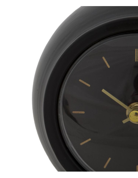 Horloge à poser design rétro Ronde Métal Noir Doré Ball 
