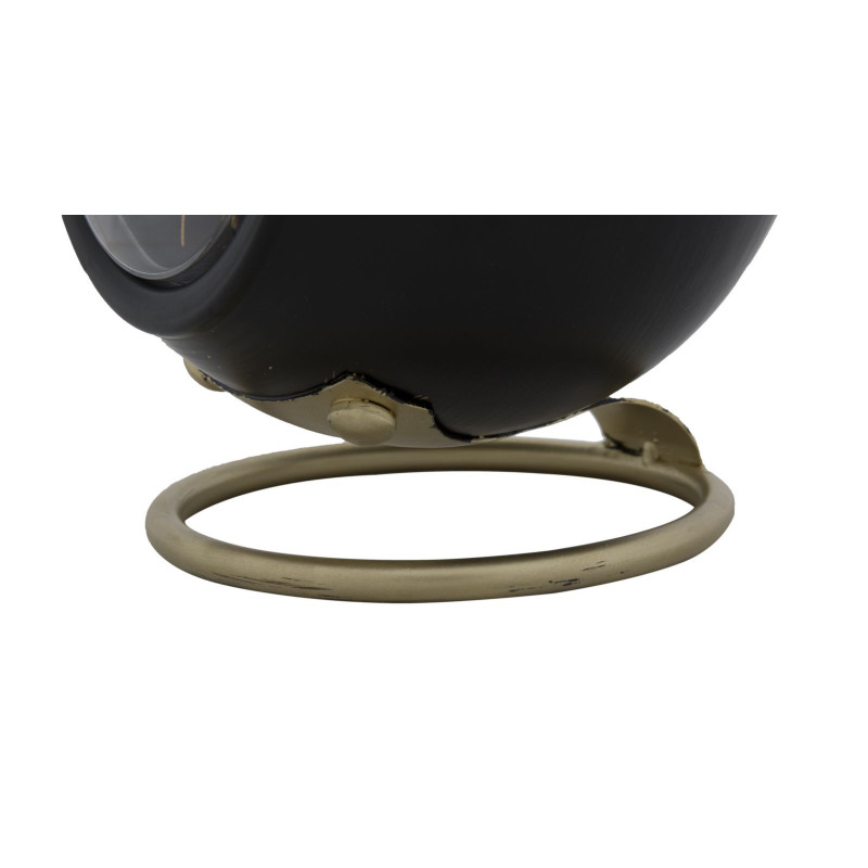 Horloge à poser design rétro Ronde Métal Noir Doré Ball 