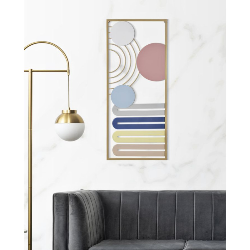 Décoration murale design graphique Métal Doré Motif géométrique Multicolore Colorful B H 84 cm 