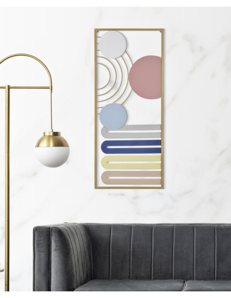 Décoration murale design graphique Métal Doré Motif géométrique Multicolore Colorful B H 84 cm 