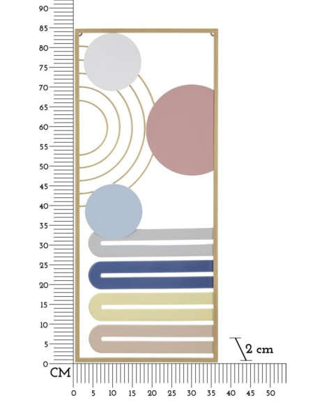 Décoration murale design graphique Métal Doré Motif géométrique Multicolore Colorful B H 84 cm 