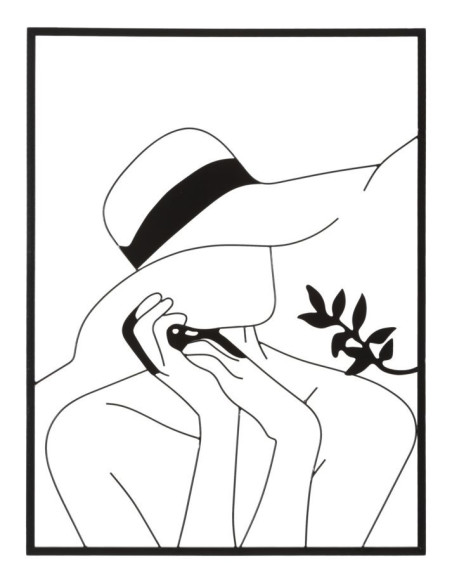 Décoration murale moderne Femme avec chapeau 60x80 Métal Noir Elegant B 