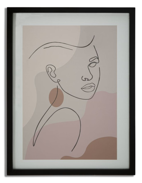 Affiche murale sous verre design abstrait Visage Cadre bois mdf noir Beige Noir Marron Face C 35x47 