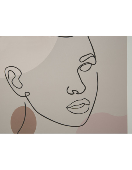 Affiche murale sous verre design abstrait Visage Cadre bois mdf noir Beige Noir Marron Face C 35x47 