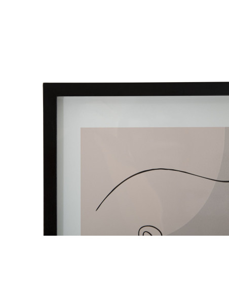 Affiche murale sous verre design abstrait Visage Cadre bois mdf noir Beige Noir Marron Face C 35x47 