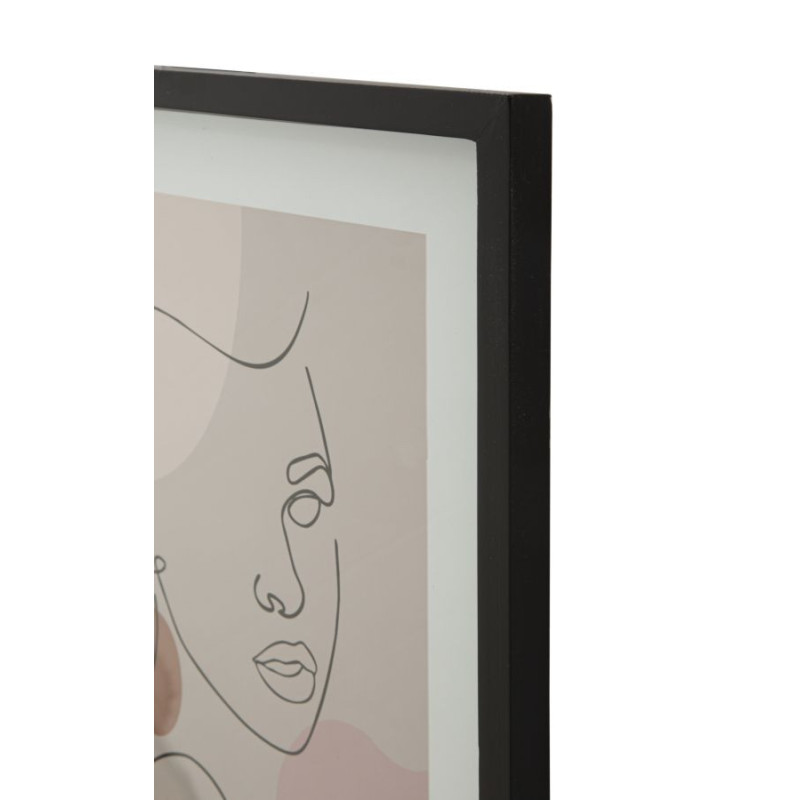 Affiche murale sous verre design abstrait Visage Cadre bois mdf noir Beige Noir Marron Face C 35x47 
