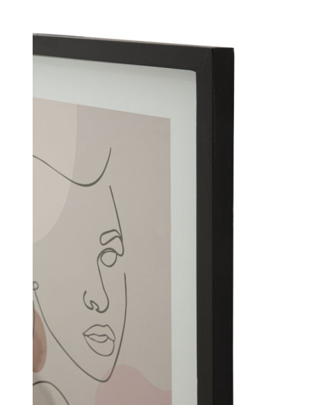 Affiche murale sous verre design abstrait Visage Cadre bois mdf noir Beige Noir Marron Face C 35x47 