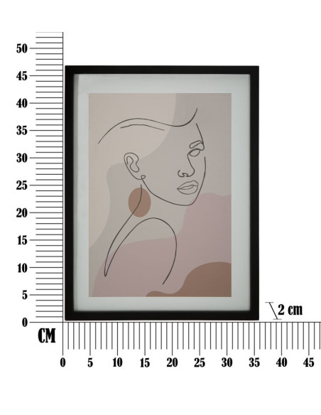 Affiche murale sous verre design abstrait Visage Cadre bois mdf noir Beige Noir Marron Face C 35x47 