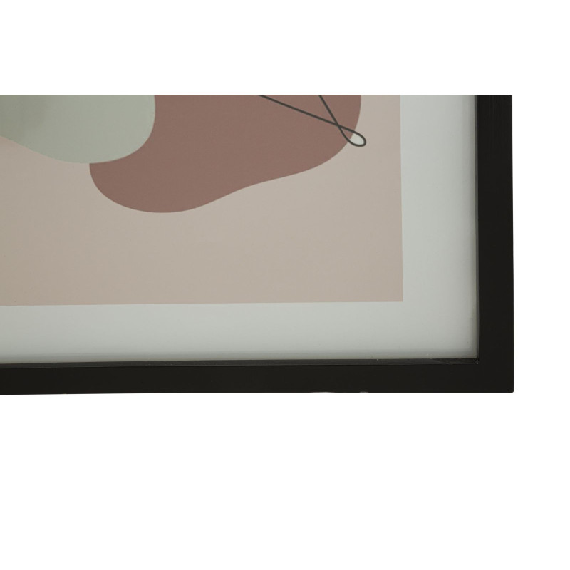 Affiche murale sous verre design abstrait Visage Cadre bois mdf noir Beige Noir Vert Face A 35x47 