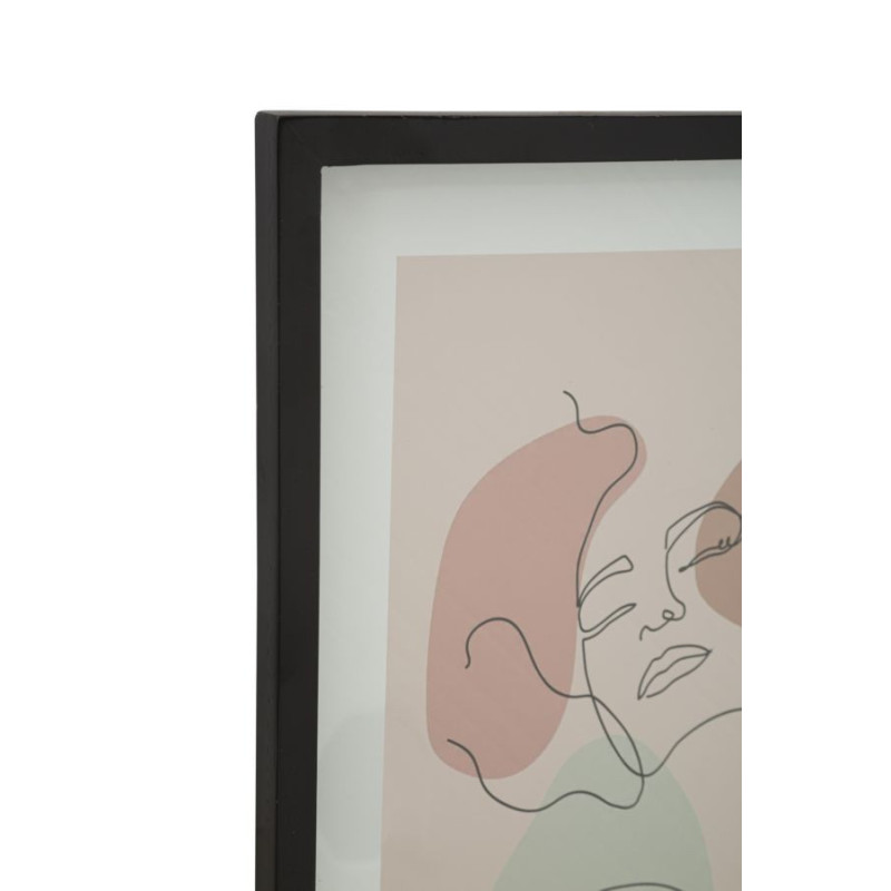 Affiche murale sous verre design abstrait Visage Cadre bois mdf noir Beige Noir Vert Face A 35x47 