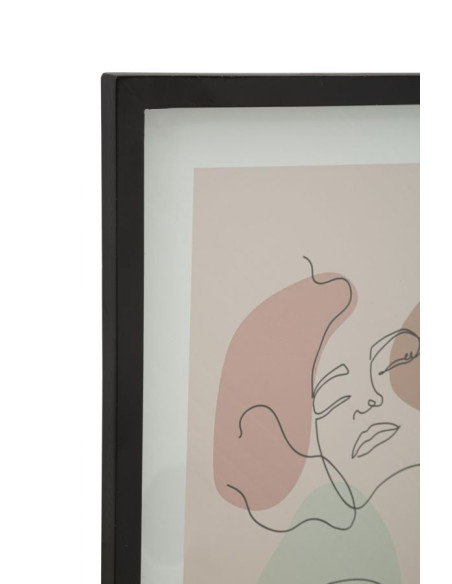 Affiche murale sous verre design abstrait Visage Cadre bois mdf noir Beige Noir Vert Face A 35x47 
