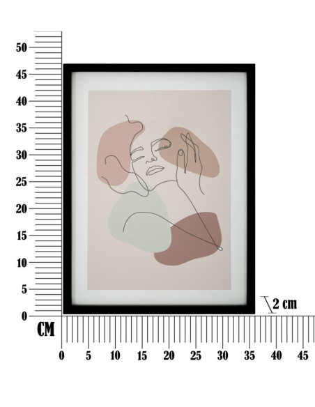 Affiche murale sous verre design abstrait Visage Cadre bois mdf noir Beige Noir Vert Face A 35x47 
