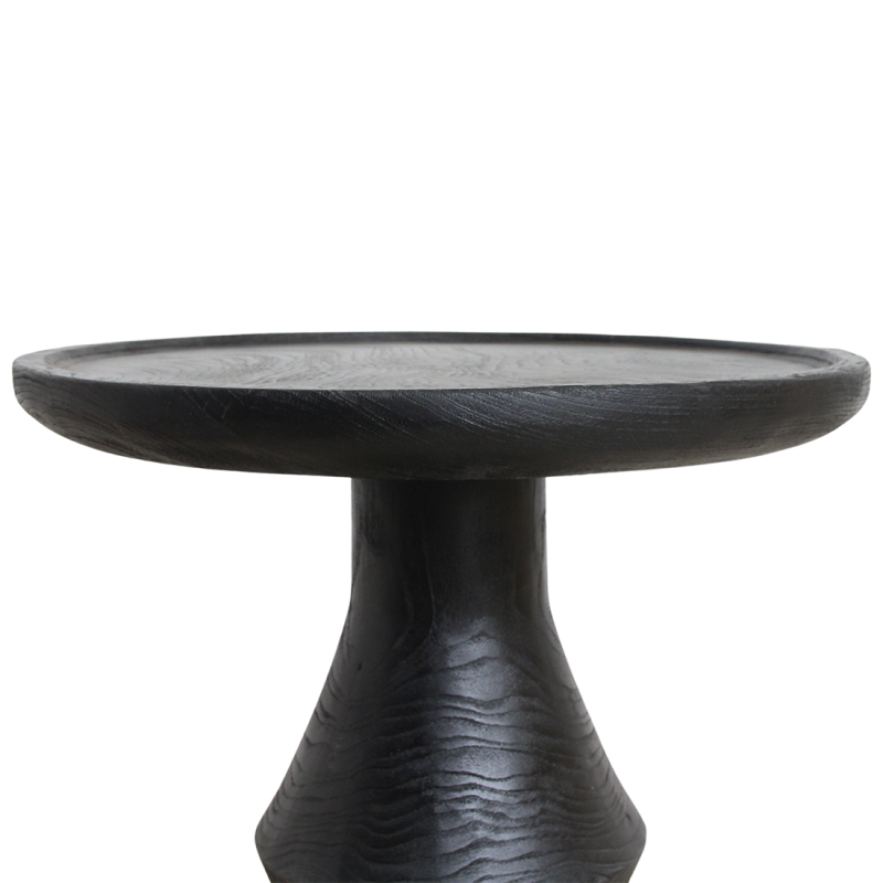 Table d’appoint ronde noire en teck...