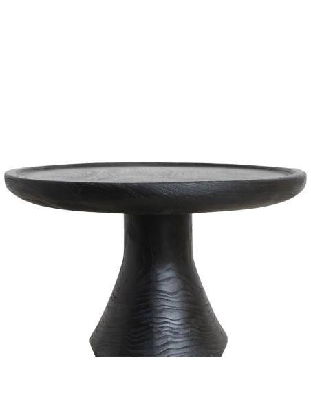 Table d’appoint ronde noire en teck 50x60 cm Nero