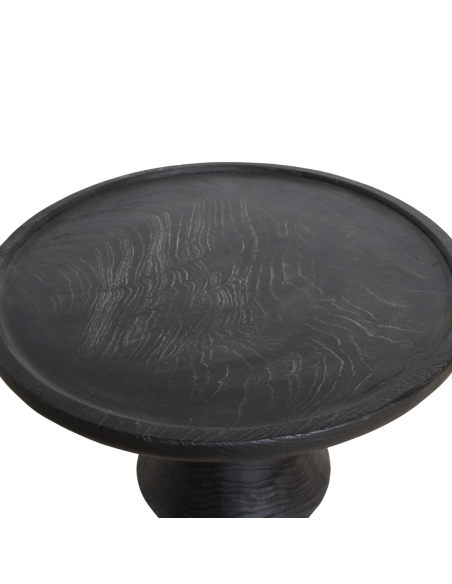 Table d’appoint ronde noire en teck 50x60 cm Nero