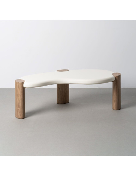 Table basse design Organique 125 cm Bois MDF Blanc Naturel Neonda 