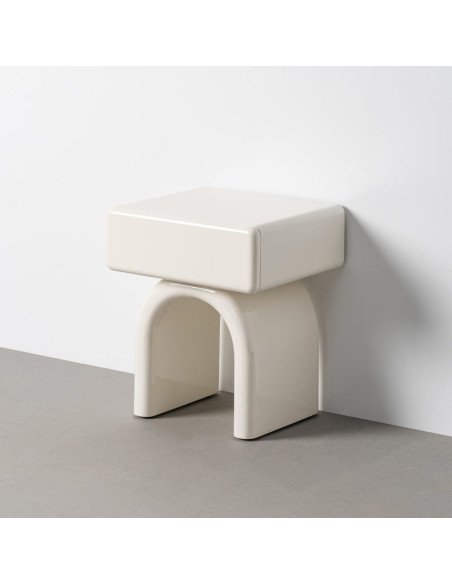 Table de chevet design minimaliste 1 tiroir Bois MDF Blanc crème Laqué Statya 