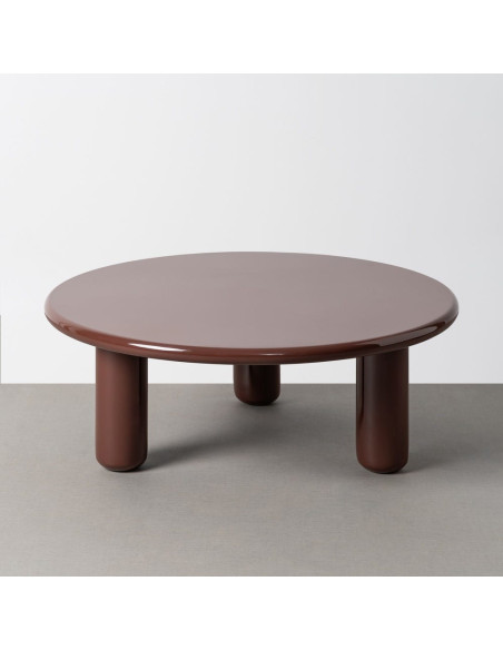 Table basse design chic Ronde 90 cm Bois MDF Rouge grenat Laqué Terrao 