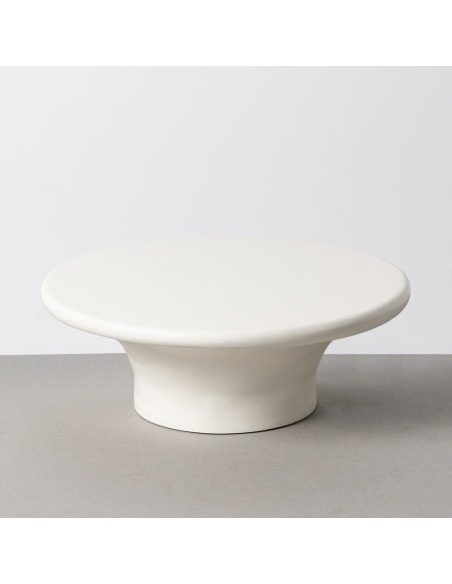 Table basse design minimaliste Ronde 79 cm Bois MDF Blanc Laqué Calcéa 