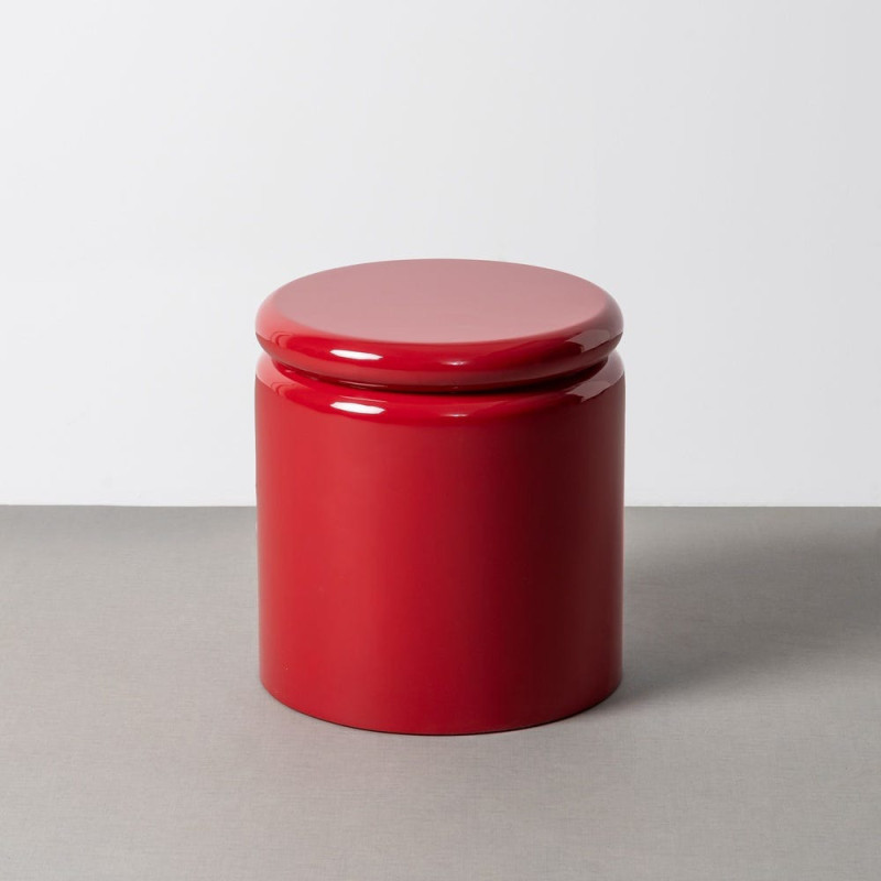 Table d'appoint design pop Ronde 40 cm Bois MDF Rouge Laqué Lakëa 