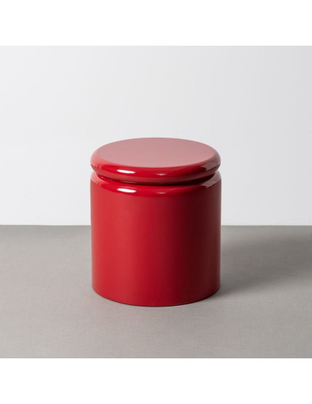 Table d'appoint design pop Ronde 40 cm Bois MDF Rouge Laqué Lakëa 
