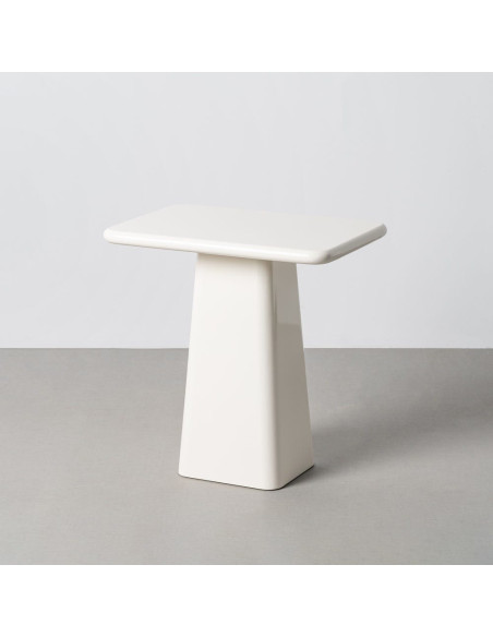 Table d'appoint design minimaliste Rectangulaire 60 cm Bois MDF Blanc crème Laqué Statya 