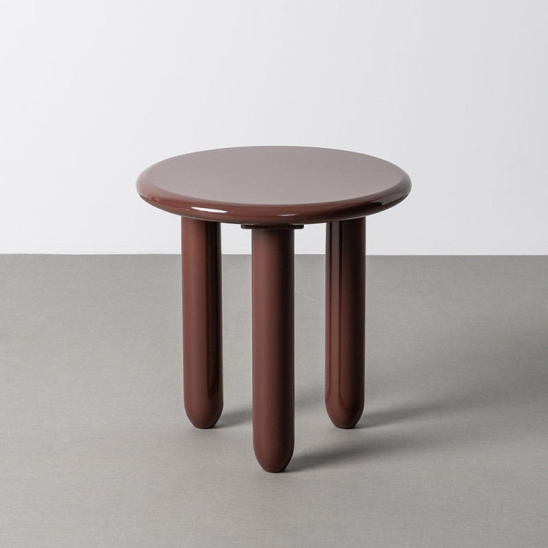 Table d'appoint design Ronde 50 cm Bois MDF Rouge grenat Laqué Séléa 