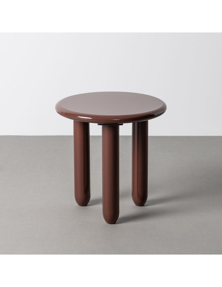 Table d'appoint design Ronde 50 cm Bois MDF Rouge grenat Laqué Séléa 