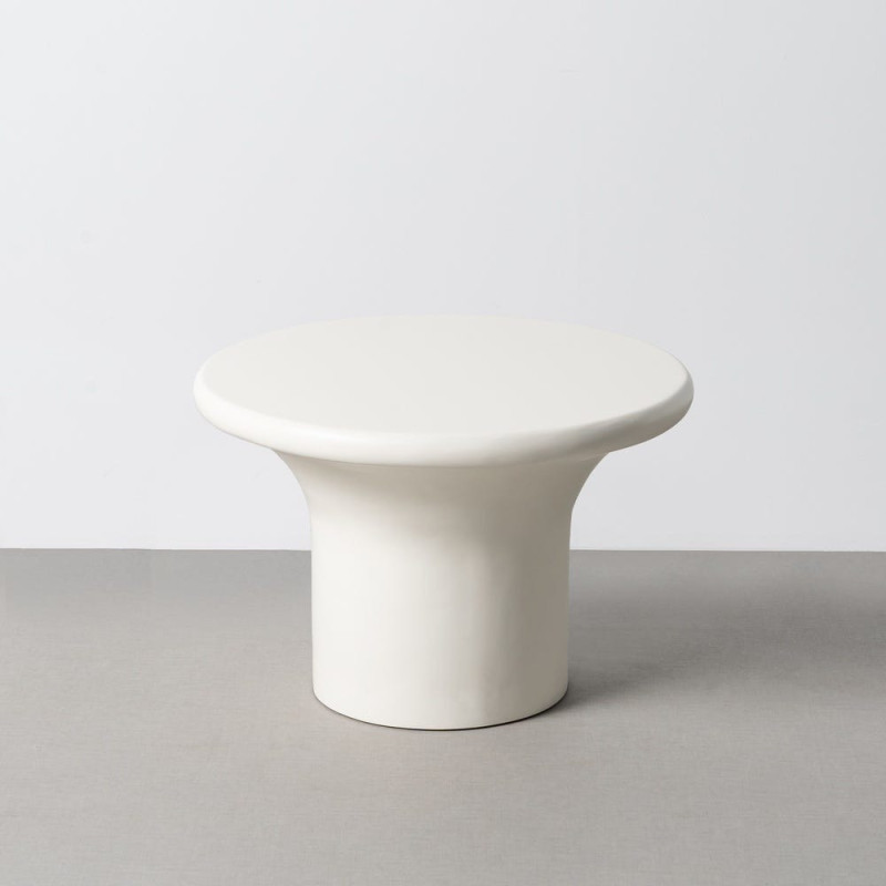 Table basse design minimaliste Ronde 59 cm Bois MDF Blanc Laqué Calcéa 