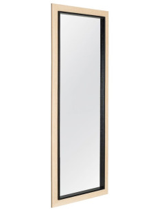 Grand Miroir à poser style scandinve minimaliste Rectangulaire 50x150 Bois d'ayous Naturel Noir Vistal 