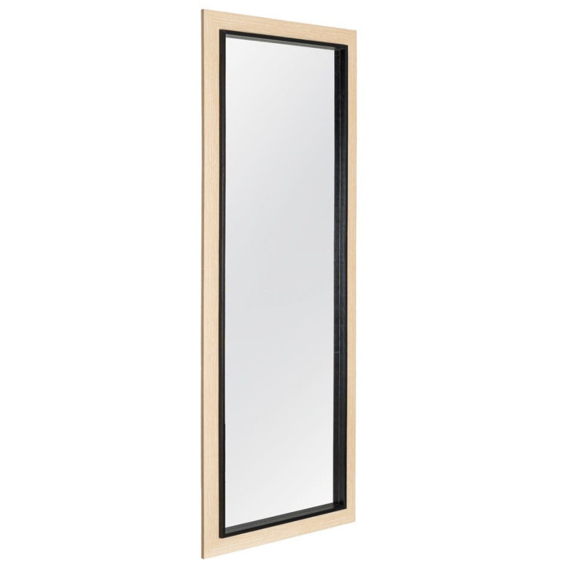 Grand Miroir à poser style scandinve minimaliste Rectangulaire 50x150 Bois d'ayous Naturel Noir Vistal 