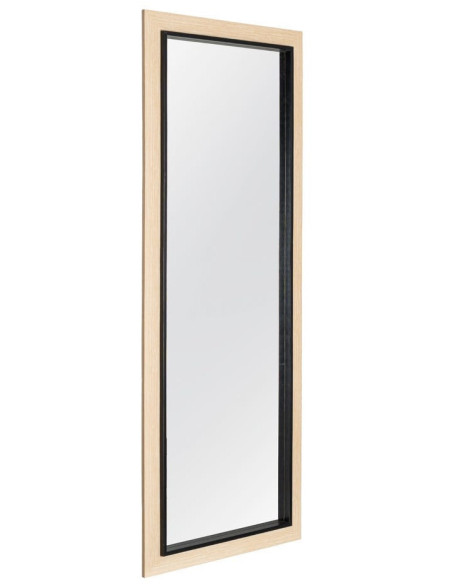 Grand Miroir à poser style scandinve minimaliste Rectangulaire 50x150 Bois d'ayous Naturel Noir Vistal 