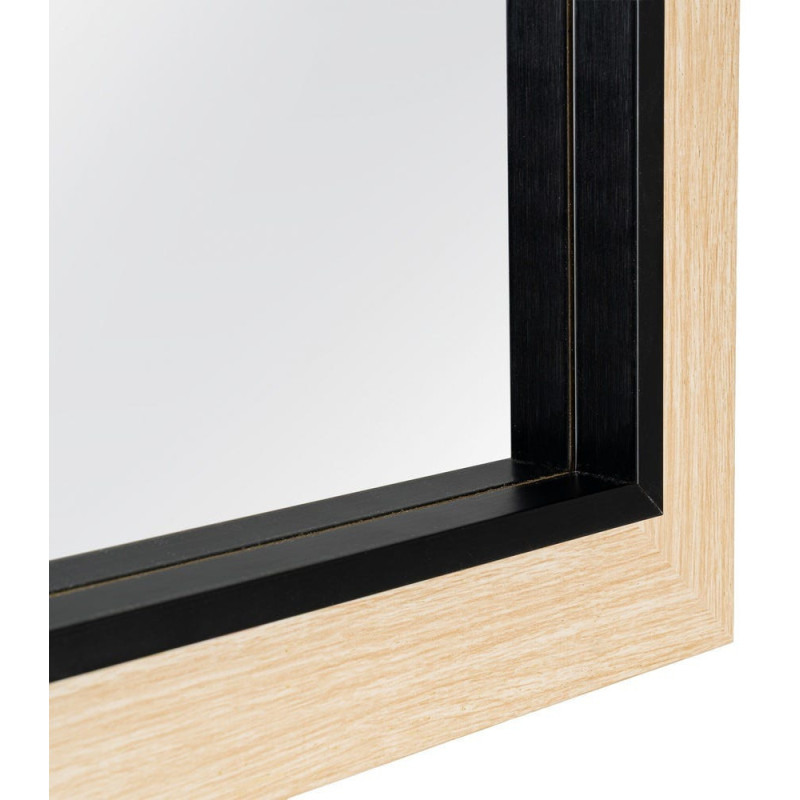 Grand Miroir à poser style scandinve minimaliste Rectangulaire 50x150 Bois d'ayous Naturel Noir Vistal 