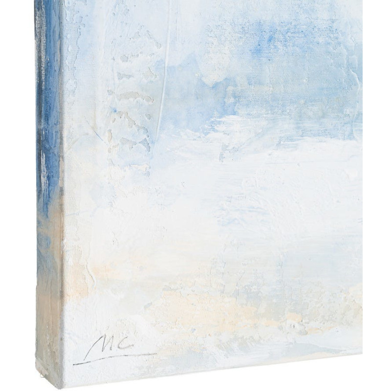 Lot de 2 Grandes Toiles murales peintes Motif bord de mer 80x120 Blanc cassé Beu Horizéa 