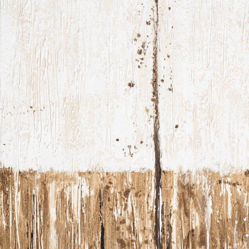 Grande Toile murale peinte Motif abstrait 100x180 Blanc cassé Marron clair Terryl 