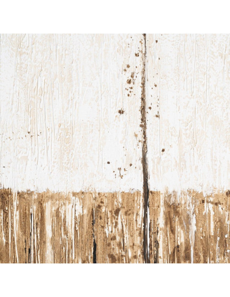 Grande Toile murale peinte Motif abstrait 100x180 Blanc cassé Marron clair Terryl 