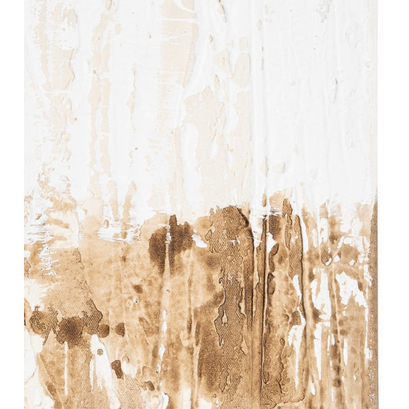 Grande Toile murale peinte Motif abstrait 100x180 Blanc cassé Marron clair Terryl 