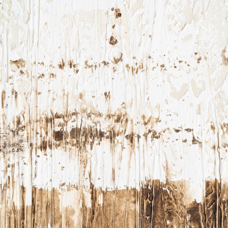 Grande Toile murale peinte Motif abstrait 100x180 Blanc cassé Marron clair Terryl 