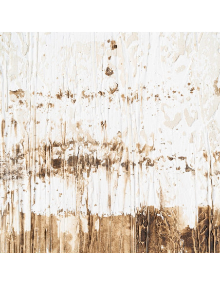 Grande Toile murale peinte Motif abstrait 100x180 Blanc cassé Marron clair Terryl 
